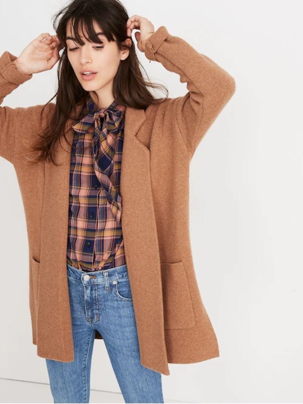 Madewell Spencer Sweater-Coat Heather Caramel Merino Wool Blazer Cardigan XS